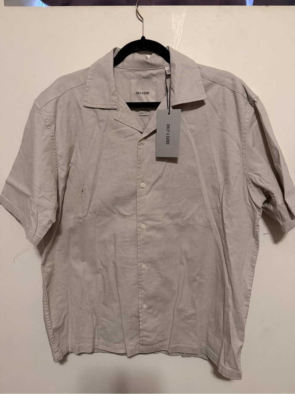 ONLY & SONS Men's Short-Sleeve Button-Down Shirt - Light Beige